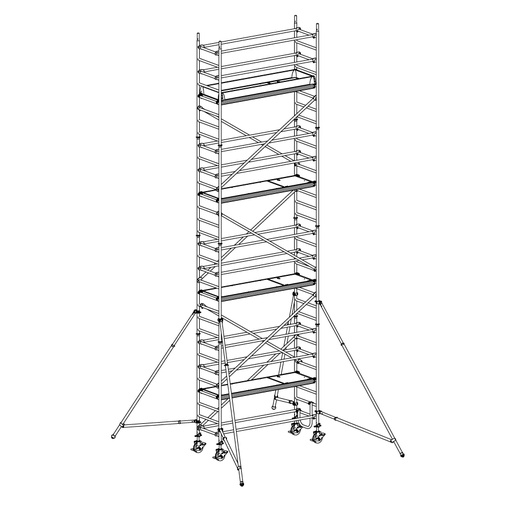 [049939] Andamio móvil modular con estabilizadores y 4 plataformas - Dim.: 3048x748x8640h mm - Aluminio