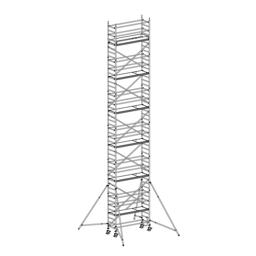 [049943] Andamio móvil modular con estabilizadores y 6 plataformas - Dim.: 3048x748x12640h mm - Aluminio