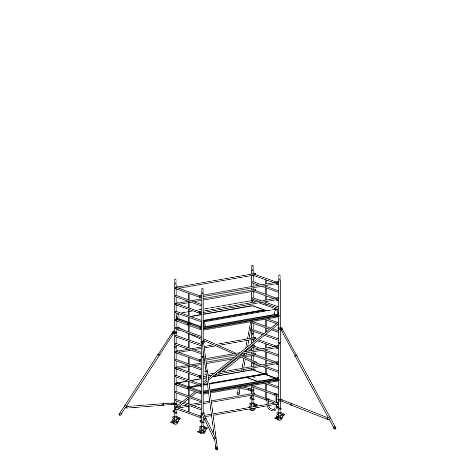 [049946] Andamio móvil modular con estabilizadores y 2 plataformas - Dim.: 3048x1398x4640h mm - Aluminio