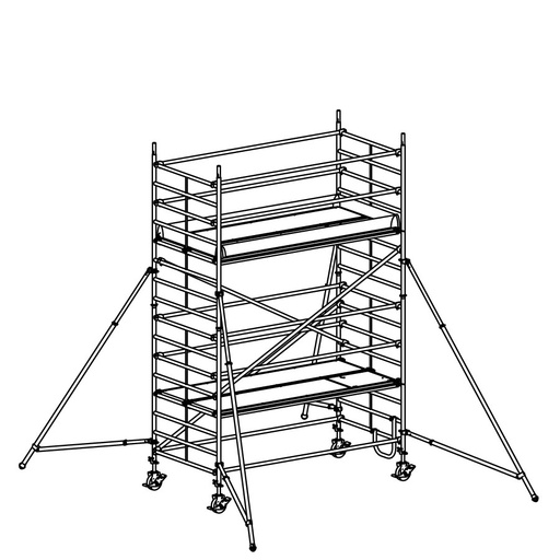 [049946] Andamio móvil modular con estabilizadores y 2 plataformas - Dim.: 3048x1398x4640h mm - Aluminio