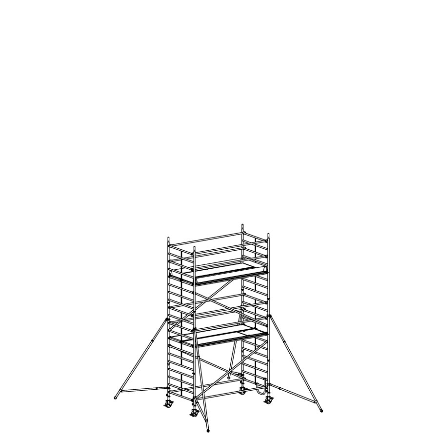 [049947] Andamio móvil modular con estabilizadores y 2 plataformas - Dim.: 3048x1398x5640h mm - Aluminio