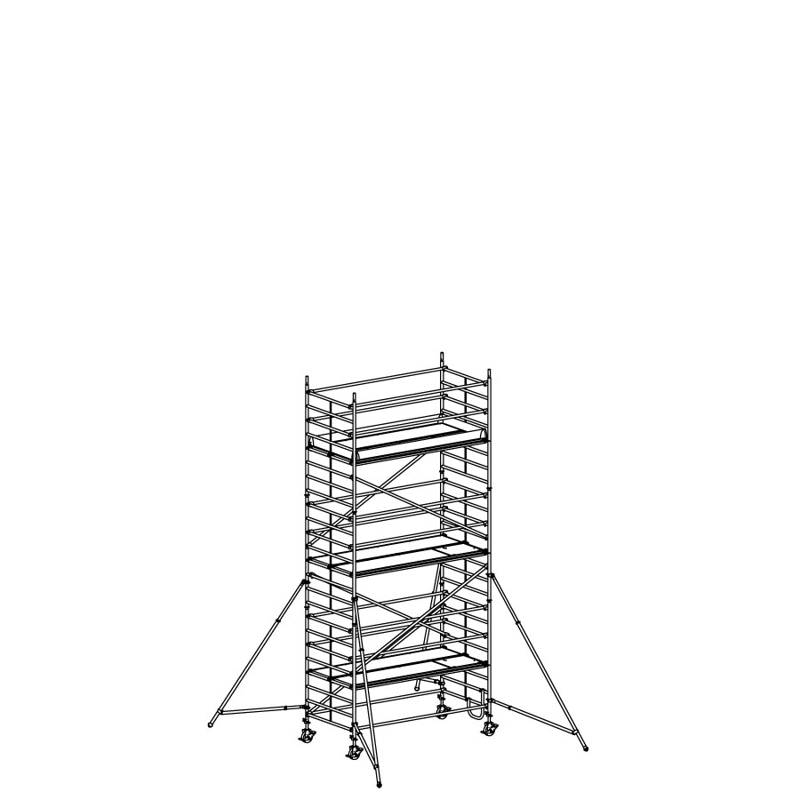 [049948] Andamio móvil modular con estabilizadores y 3 plataformas - Dim.: 3048x1398x6640h mm - Aluminio