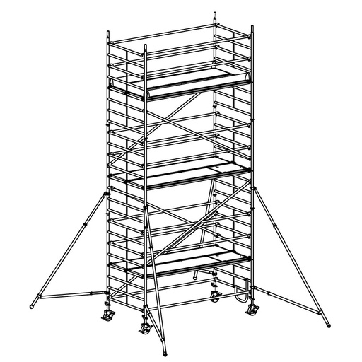 [049948] Andamio móvil modular con estabilizadores y 3 plataformas - Dim.: 3048x1398x6640h mm - Aluminio