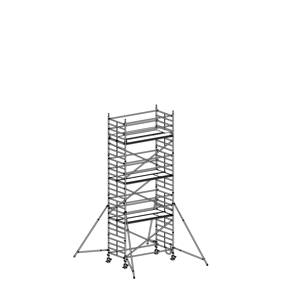 [049949] Andamio móvil modular con estabilizadores y 3 plataformas - Dim.: 3048x1398x7640h mm - Aluminio