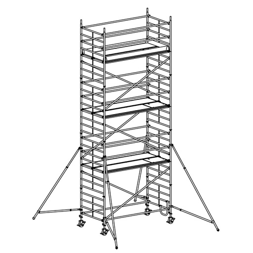 [049949] Andamio móvil modular con estabilizadores y 3 plataformas - Dim.: 3048x1398x7640h mm - Aluminio