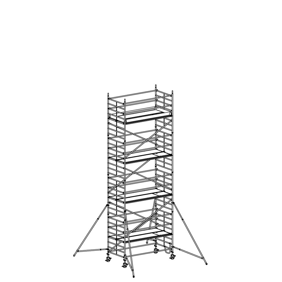 [049950] Andamio móvil modular con estabilizadores y 4 plataformas - Dim.: 3048x1398x8640h mm - Aluminio