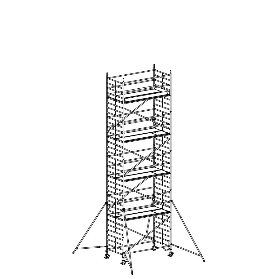 [049951] Andamio móvil modular con estabilizadores y 4 plataformas - Dim.: 3048x1398x9640h mm - Aluminio