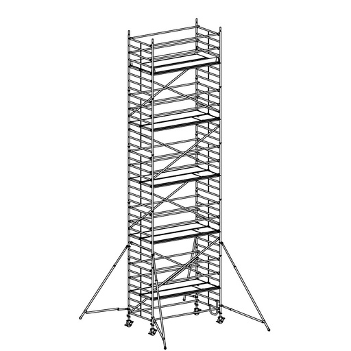 [049952] Andamio móvil modular con estabilizadores y 5 plataformas - Dim.: 3048x1398x10640h mm - Aluminio