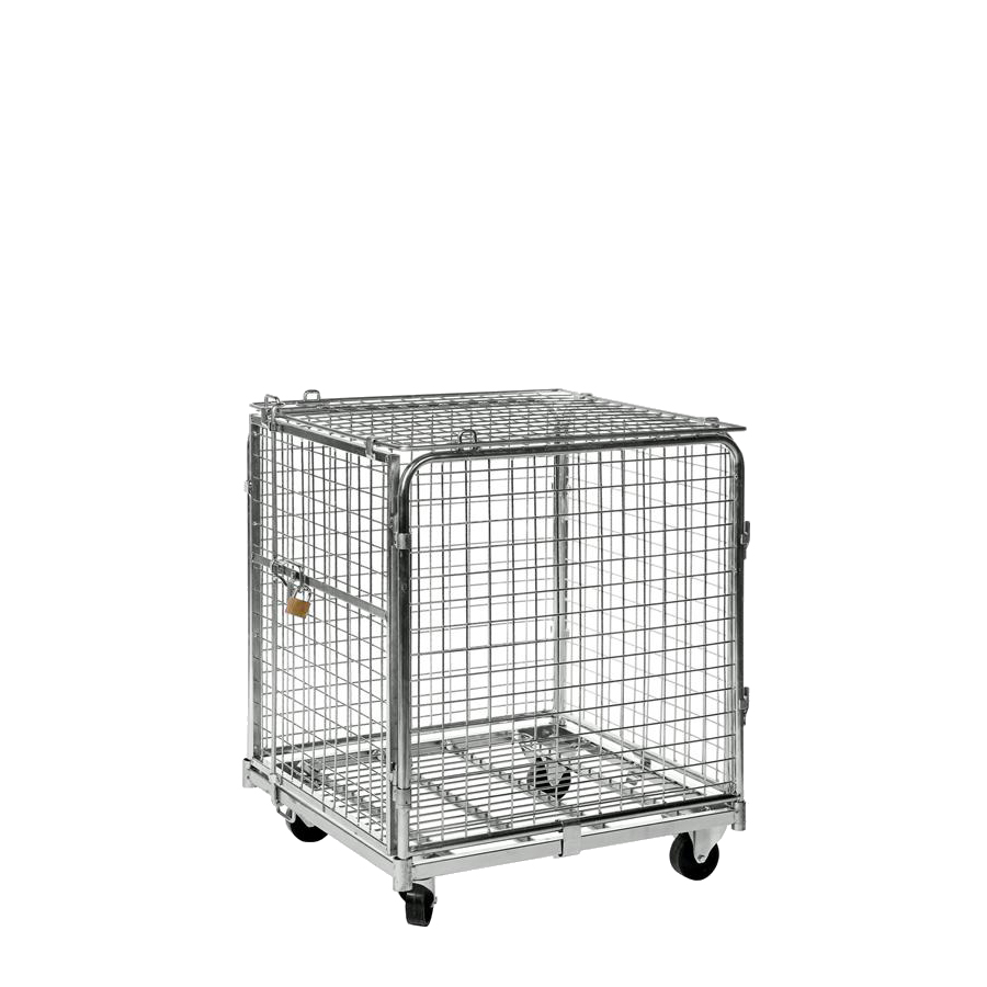 [049990] Roll contenedor de varilla cincada con 3 lados y 1 puerta abatible - Dim.: 720x830x1010h mm - Acero cincado