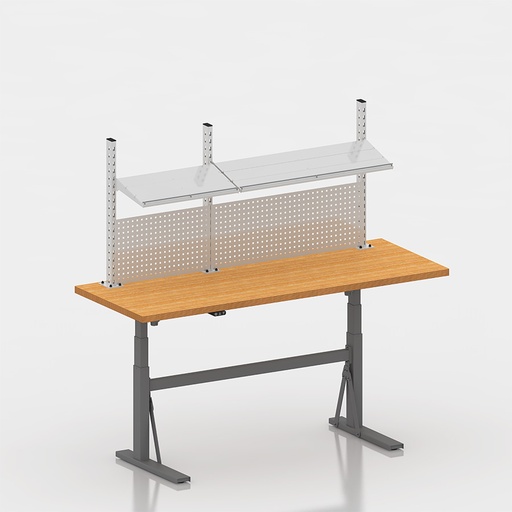 [050030] Estación de trabajo con encimera regulable en altura eléctricamente - Dim.: 2000x750x690/1160h mm - Gris ral 7037 y gris ral 7035