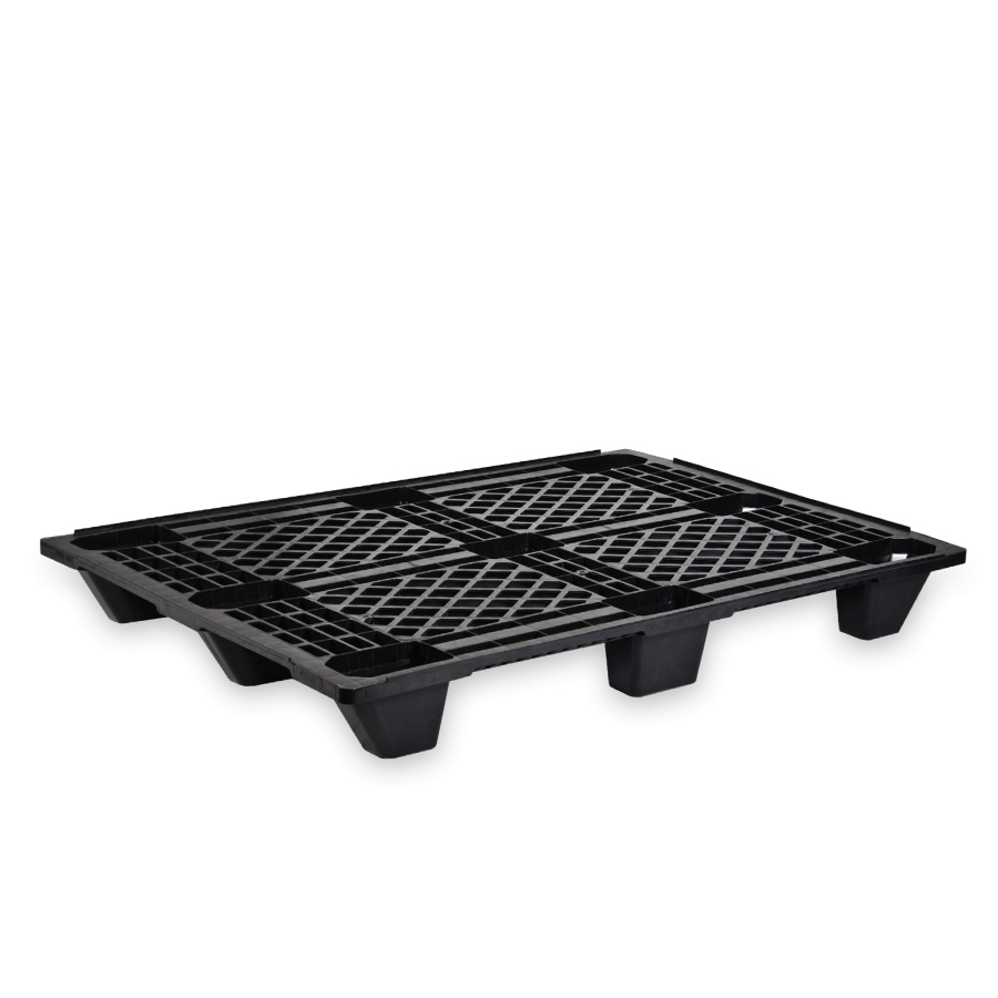 [050079] Palet plástico europeo, ligero, encajable y con superficie rejada - Dim.: 1200x800x133h mm - Negro