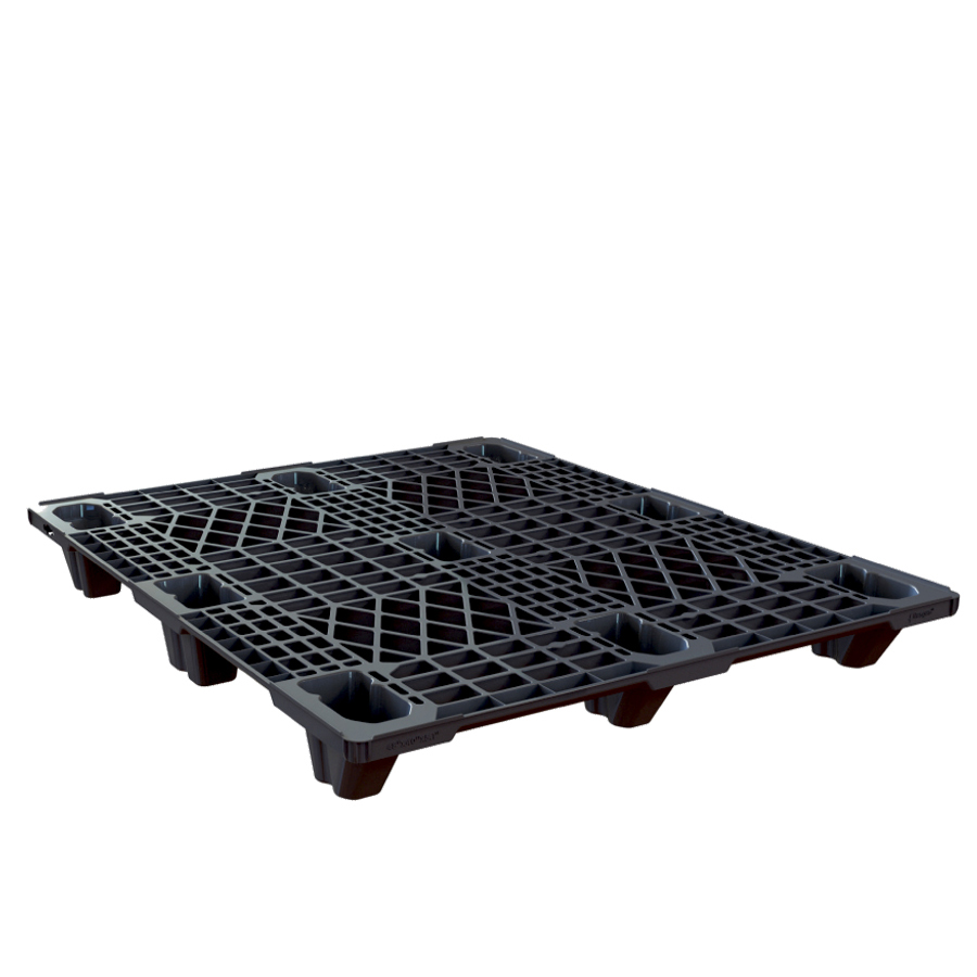 [050080] Palet plástico americano, ligero, encajable y con superficie rejada - Dim.: 1200x1000x140h mm - Negro