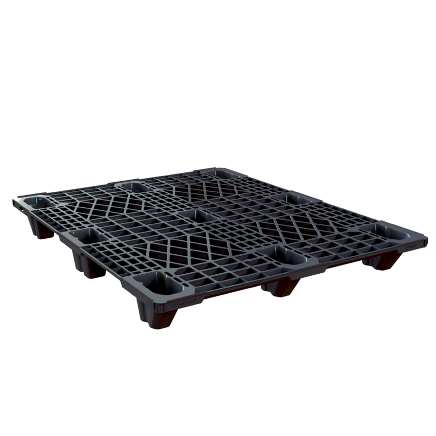 [050080] Palet plástico americano, ligero, encajable y con superficie rejada - Dim.: 1200x1000x140h mm - Negro