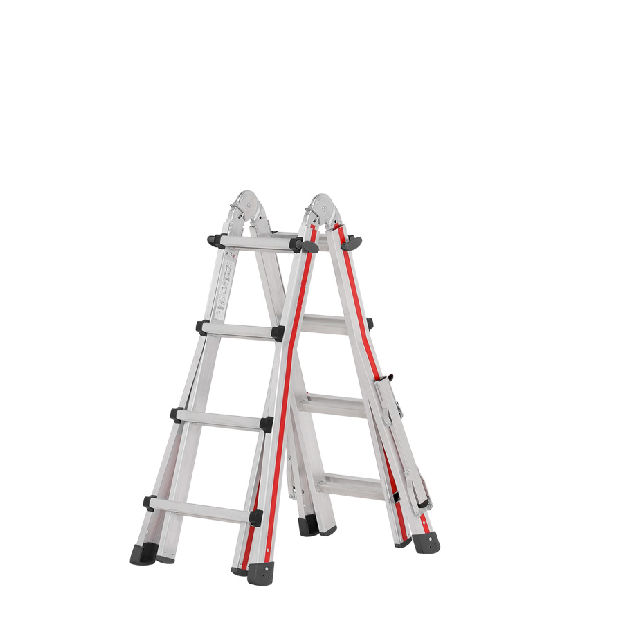 [050084] Escalera manual telescópica para uso industrial con 14 peldaños - Dim. plegada: 610x200x1200h mm - Aluminio