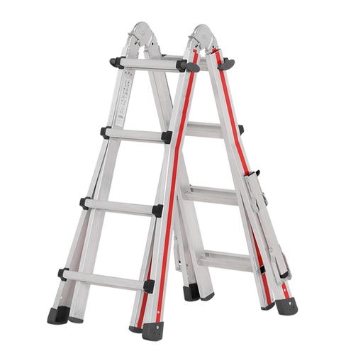 [050084] Escalera manual telescópica para uso industrial con 14 peldaños - Dim. plegada: 610x200x1200h mm - Aluminio