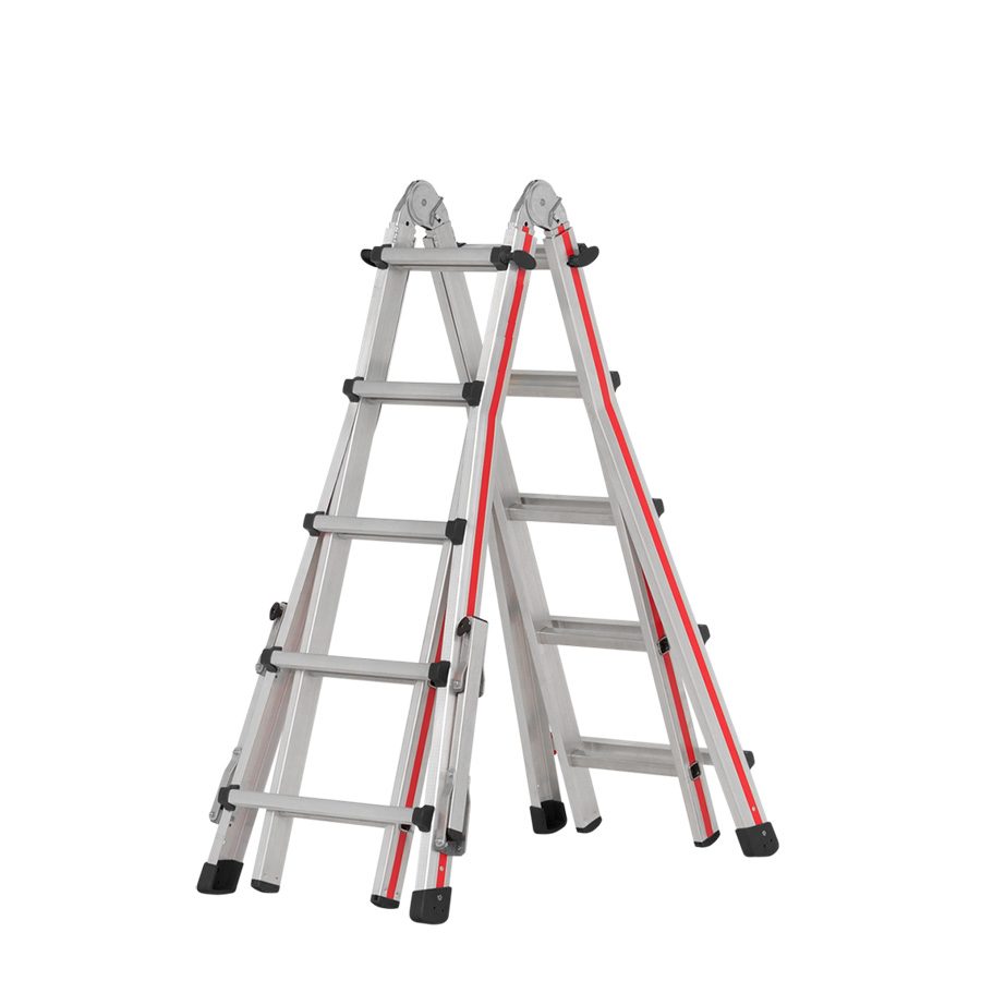 [050085] Escalera manual telescópica para uso industrial con 18 peldaños - Dim. plegada: 680x200x1500h mm - Aluminio