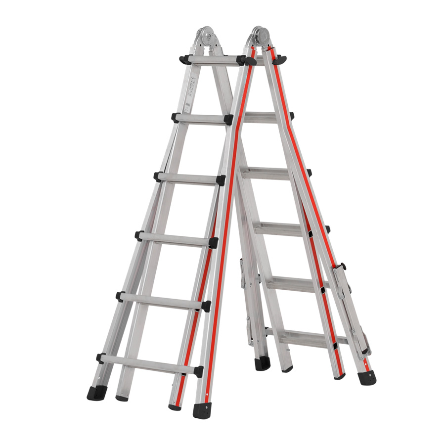 [050086] Escalera manual telescópica para uso industrial con 22 peldaños - Dim. plegada: 750x200x1800h mm - Aluminio