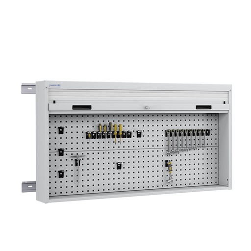 [050101] Armario metálico con persiana y paneles interiores perforados para herramientas - Dim.: 1419x210x810h mm - Gris ral 7035