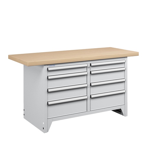 [050272] Banco compacto con encimera de haya y 8 cajones - Dim.: 1500x750x840h mm - Gris ral 7035