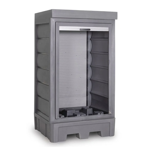[050351] Armario plástico con puerta de persiana para almacenamiento de 1 bidón de 200 lts. - Dim.:1140x1050x2060h mm - Azul y gris oscuro