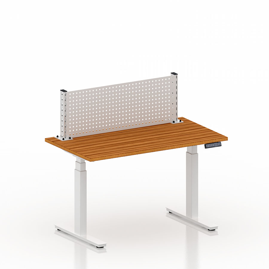 [050395] Mesa elevable eléctricamente con encimera de madera - Dim.: 1250x700x1009/1659h mm - Blanco ral 9010