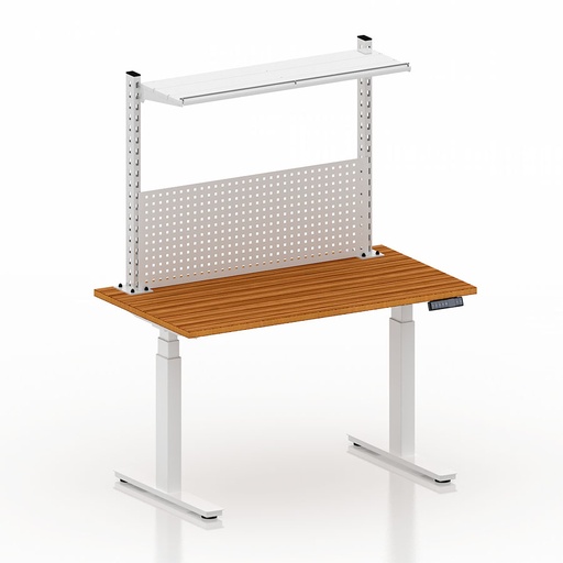 [050399] Mesa elevable eléctricamente con encimera de madera - Dim.: 1250x700x1470/2120h mm - Blanco ral 9010