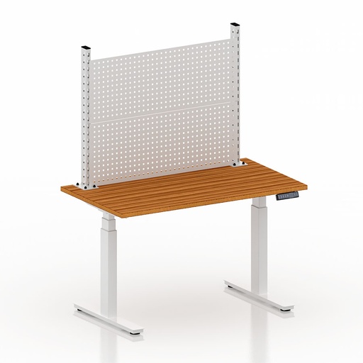 [050401] Mesa elevable eléctricamente con encimera de madera - Dim.: 1250x700x1470/2120h mm - Blanco ral 9010