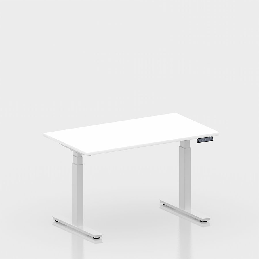 [050404] Mesa elevable eléctricamente con encimera de madera laminada - Dim.: 1250x700x628/1278h mm - Blanco ral 9010