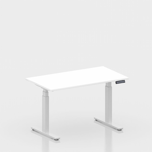 [050404] Mesa elevable eléctricamente con encimera de madera laminada - Dim.: 1250x700x628/1278h mm - Blanco ral 9010