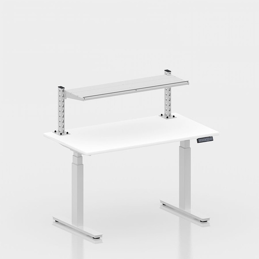 [050405] Mesa elevable eléctricamente con encimera de madera laminada - Dim.: 1250x700x1012/1662h mm - Blanco ral 9003