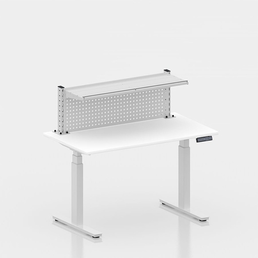 [050407] Mesa elevable eléctricamente con encimera de madera laminada - Dim.: 1250x700x1012/1662h mm - Blanco ral 9010
