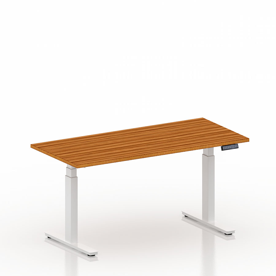 [050415] Mesa elevable eléctricamente con encimera de madera - Dim.: 1525x750x625/1275h mm - Blanco ral 9010