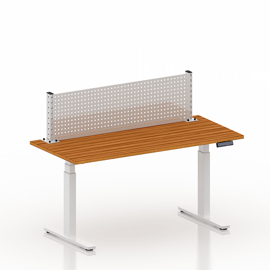 [050417] Mesa elevable eléctricamente con encimera de madera - Dim.: 1525x750x1009/1659h mm - Blanco ral 9010