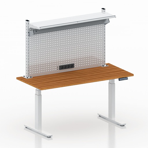 [050425] Mesa elevable eléctricamente con encimera de madera - Dim.: 1525x750x1470/2120h mm - Blanco ral 9003