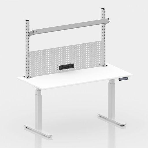 [050431] Mesa elevable eléctricamente con encimera de madera laminada - Dim.: 1524x750x1012/1662h mm - Blanco ral 9010