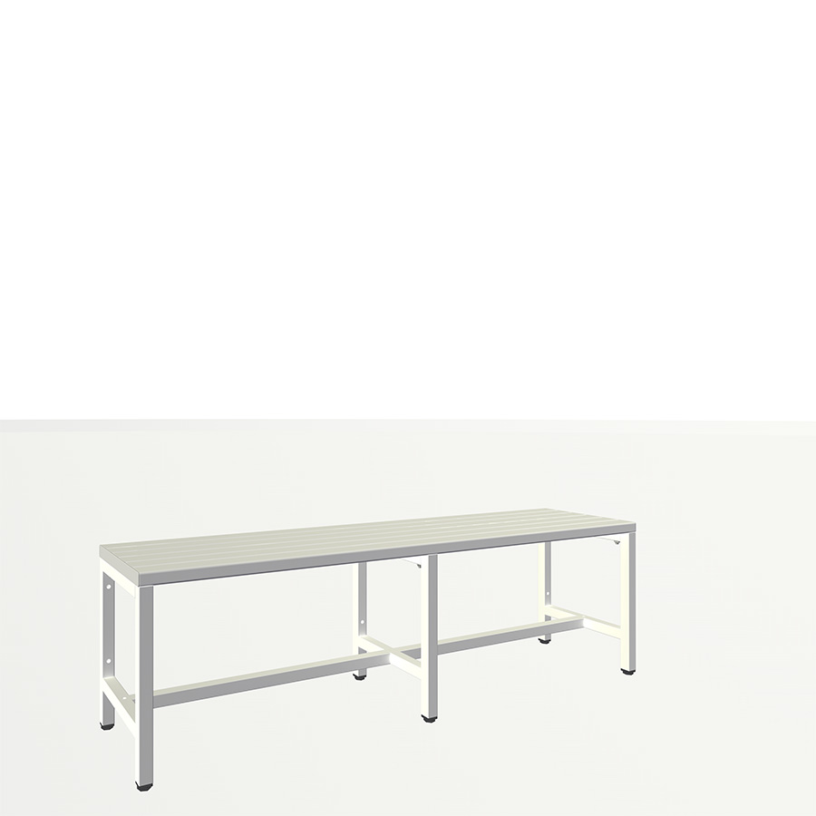 [050470] Banqueta para vestuario con lamas de plástico - Dim.: 1500x370x430h mm - Gris ral 7035