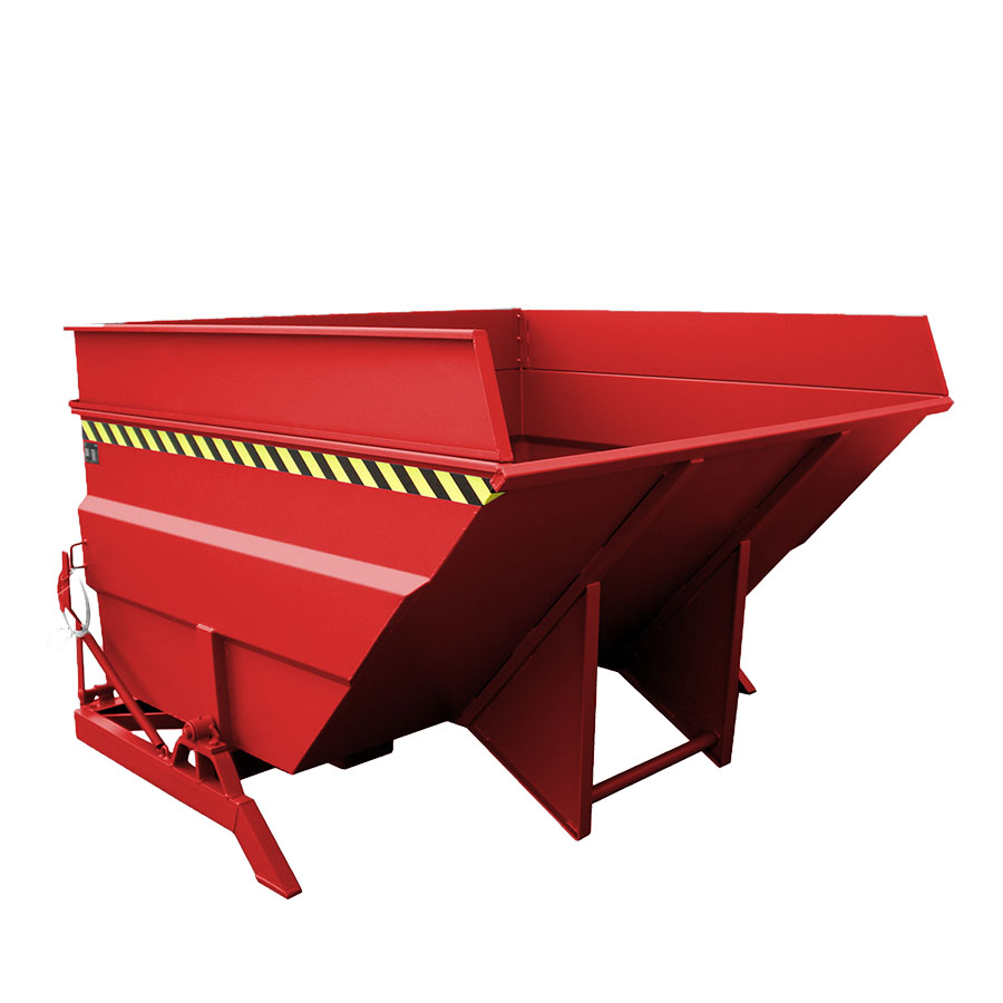 [050563] Contenedor metálico basculante 4 m³ (sin tapa) - Dim.:  2310x2280x1480h mm - Rojo ral 3000