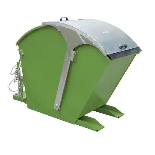 [050574] Contenedor metálico basculante con tapa arqueada 0,75 m³ - Dim.: 1750x755x1220h mm - verde ral 6011