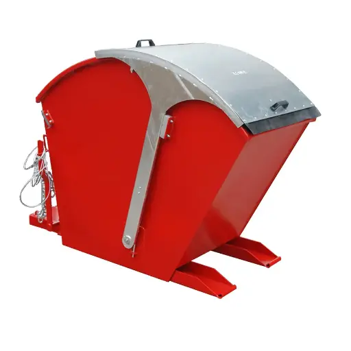 [050576] Contenedor metálico basculante con tapa arqueada 1 m³ - Dim.: 1750x955x1220h mm - rojo ral 3000