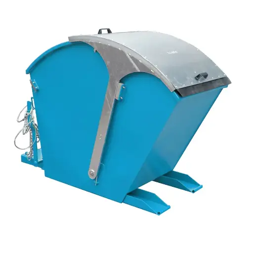 [050577] Contenedor metálico basculante con tapa arqueada 1 m³ - Dim.: 1750x955x1220h mm - azul ral 5012