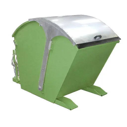 [050578] Contenedor metálico basculante con tapa arqueada 1 m³ - Dim.: 1750x955x1220h mm - verde ral 6011