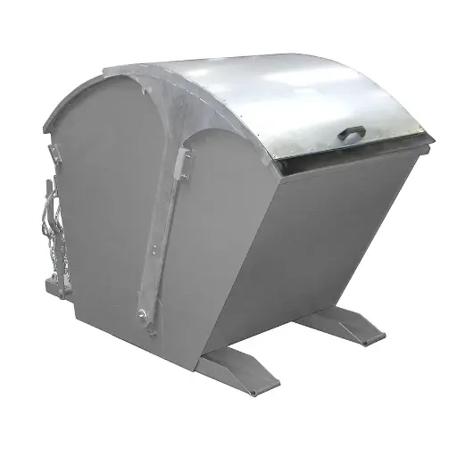 [050579] Contenedor metálico basculante con tapa arqueada 1 m³ - Dim.: 1750x955x1220h mm - gris ral 7005