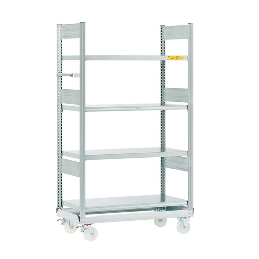 [050635] Estantería industrial móvil con 4 estantes planos de carga 100 kg - Dim.: 1364x533x1815h mm - Galvanizado