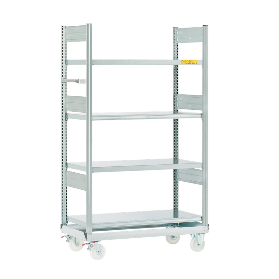 [050637] Estantería industrial móvil con 4 estantes planos de carga 100 kg - Dim.: 1364x833x1815h mm - Galvanizado