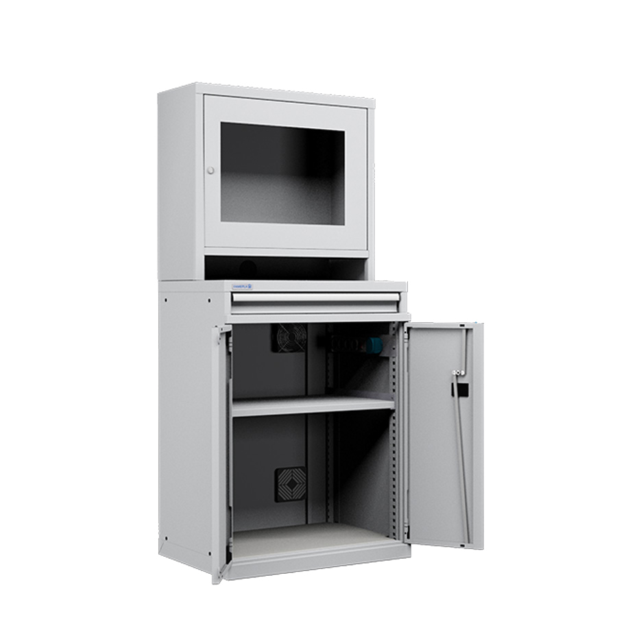 [050654] Armario para protección de ordenadores para pantalla plana - Dim.: 717x595x1670h mm - Gris ral 7035