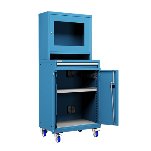 [050659] Armario con ruedas para protección de ordenadores para pantalla plana - Dim.: 717x595x1798h mm - Azul ral 5012