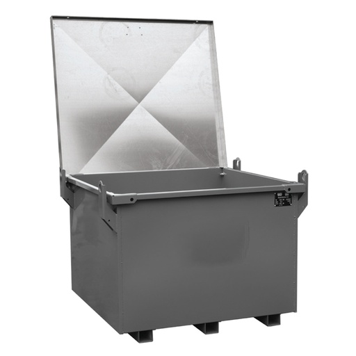 [050689] Baúl metálico con tapa superior abatible para exterior de 700 lts. - Dim.: 1000x1000x790h mm - Gris ral 7011 y galvanizado