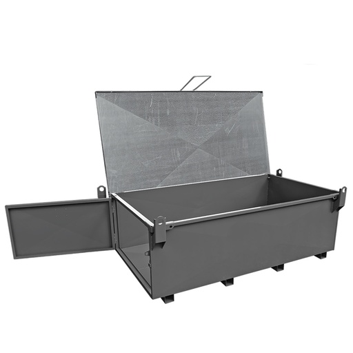 [050693] Baúl metálico para exterior de 1070 lts. con tapas superiores y lateral  - Dim.: 1900x1000x670h mm - Gris ral 7011  y galvanizado