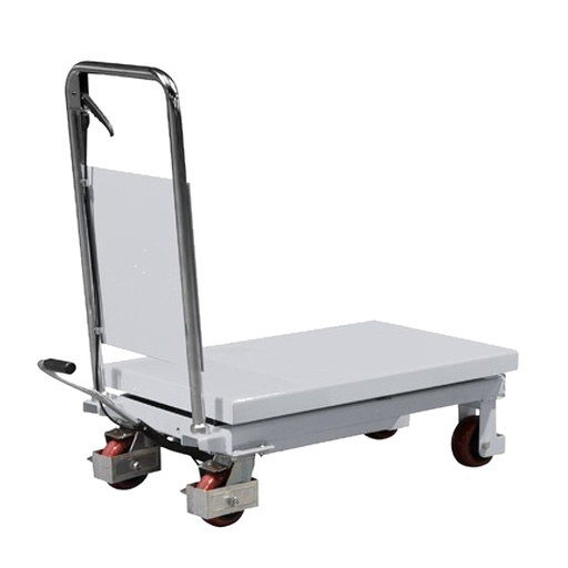 [050762] Mesa elevadora rodante manual con elevación a pedal y tijera simple - Plataforma 700x450 mm - Carga 150 kg - Gris claro
