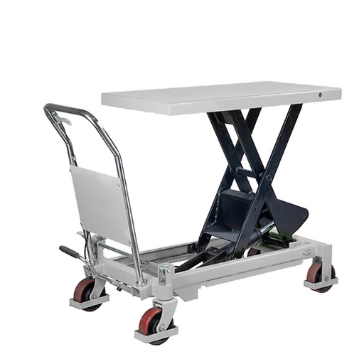 [050765] Mesa elevadora rodante manual con elevación a pedal y tijera simple - Plataforma 1016x500 mm - Carga 800 kgs - Gris claro
